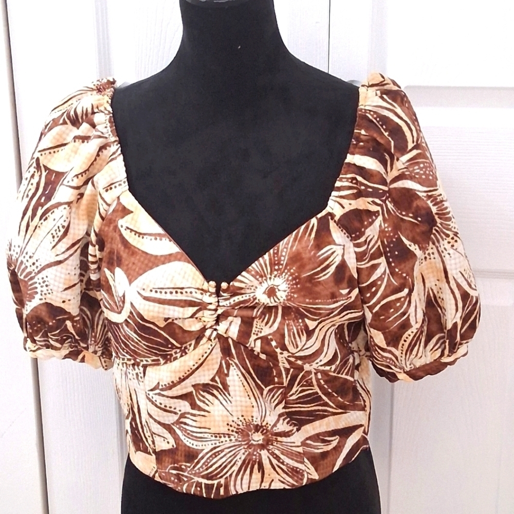 NWT Sam Edelman Karen Princess Cut Top With Puffed Sleeves   Size XL